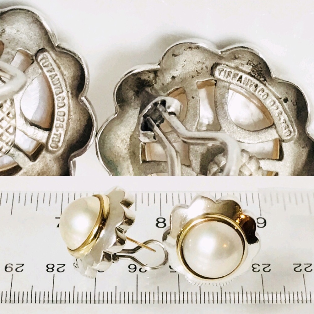 Tiffany & Co. Sterling & 18k Mabe Pearl Earrings - Picture 6 of 9